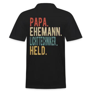 Lichttechniker Papa Ehemann Held - Männer Poloshirt - Schwarz - Hinten - Kai (181cm)