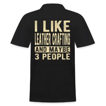 Leather crafting Saying - Men's Polo Shirt - black - Back - Kai (181cm)