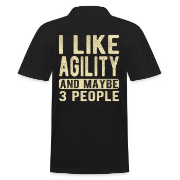 Agility-Spruch - Männer Poloshirt - Schwarz - Hinten - Kai (181cm)