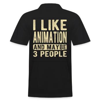 Animation Spruch - Männer Poloshirt - Schwarz - Hinten - Kai (181cm)
