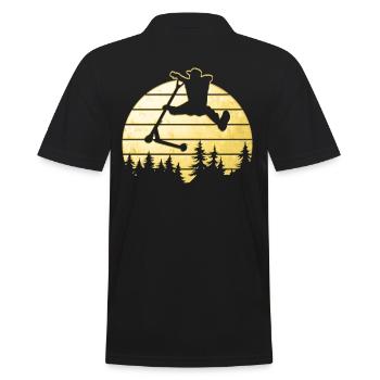 Cooles Stunt Scooter Design Im Gold Look - Männer Poloshirt - Schwarz - Hinten - Kai (181cm)