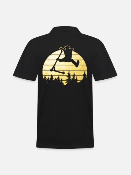 Cooles Stunt Scooter Design Im Gold Look - Männer Poloshirt - Schwarz