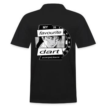 Dart Anime Motiv, Dartspieler + Anime Fans - Männer Poloshirt - Schwarz - Hinten - Kai (181cm)