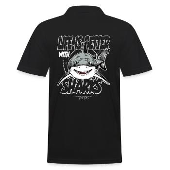 Life is better with sharks - Underwater - Men's Polo Shirt - black - Back - Kai (181cm)