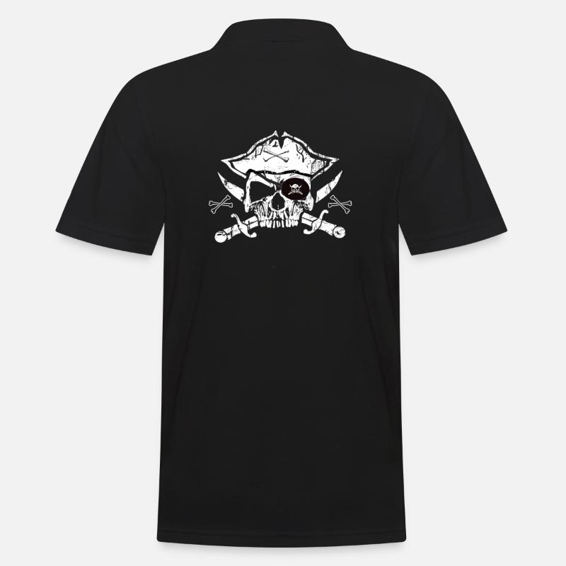 Pirat - Tête de mort - Drapeau pirate - Polo Homme - noir