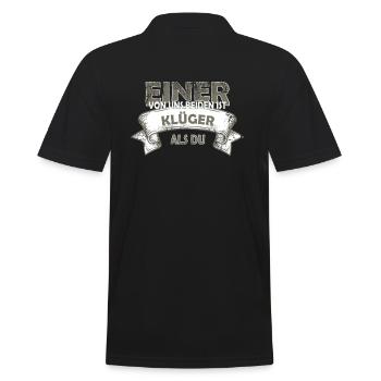 Einer Von Uns Beiden Ist Klüger Als Du! - Männer Poloshirt - Schwarz - Hinten - Kai (181cm)