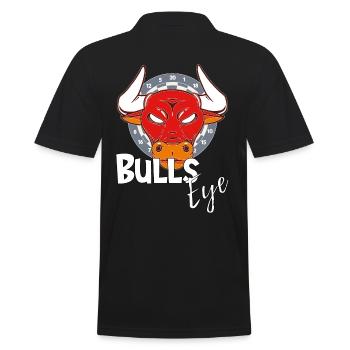 Bullseye, lustiges Dartspielergeschenk mit Bulle - Männer Poloshirt - Schwarz - Hinten - Kai (181cm)