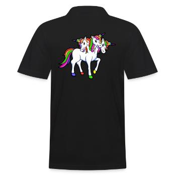DREIHORN - UNICORN WITH 3 HEADS - Men's Polo Shirt - black - Back - Kai (181cm)