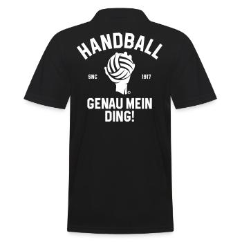 HANDBALL GENAU MEIN DING - Männer Poloshirt - Schwarz - Hinten - Kai (181cm)