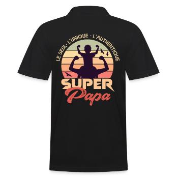 Super papa superpapa cadeau papa fete - Polo Homme - noir - Dos - Kai (181cm)