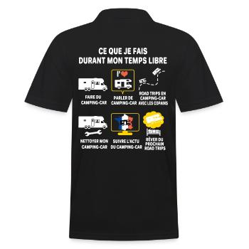 Camping car passion camping-car Humour cariste - Polo Homme - noir - Dos - Kai (181cm)