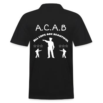 Polizei Spruchshirt - pro Polizei , Polizeifreunde - Männer Poloshirt - Schwarz - Hinten - Kai (181cm)