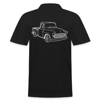 Klassischer LKW - Oldies Auto - Pickup - Männer Poloshirt - Schwarz - Hinten - Kai (181cm)