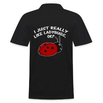 Ladybug lucky lucky beetle ladybug saying - Men's Polo Shirt - black - Back - Kai (181cm)