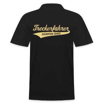 Treckerfahrer Dürfen Das! (Trecker Traktor, V4, B) - Männer Poloshirt - Schwarz - Hinten - Kai (181cm)