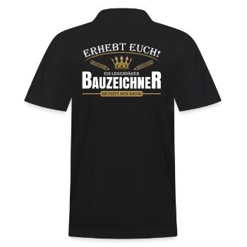 Bauzeichner - Männer Poloshirt - Schwarz - Hinten - Kai (181cm)