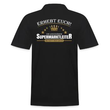 Supermarktleiter - Männer Poloshirt - Schwarz - Hinten - Kai (181cm)