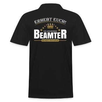 Beamter - Männer Poloshirt - Schwarz - Hinten - Kai (181cm)