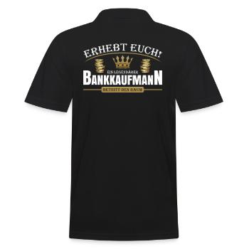 Bankkaufmann - Männer Poloshirt - Schwarz - Hinten - Kai (181cm)