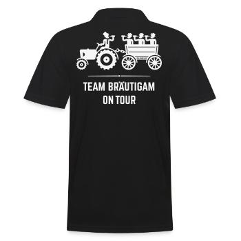 Team Bräutigam On Tour Mit Trecker (JGA / White) - Männer Poloshirt - Schwarz - Hinten - Kai (181cm)