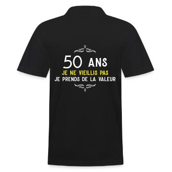 anniversaire 50 ans cadeau humour - Polo Homme - noir - Dos - Kai (181cm)