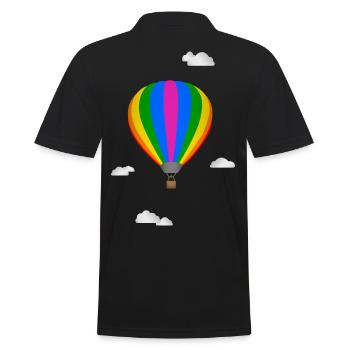 Montgolfière et nuages dans le ciel - Polo Homme - noir - Dos - Kai (181cm)