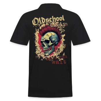 Oldschool Knallhart Punk Oi - Männer Poloshirt - Schwarz - Hinten - Kai (181cm)