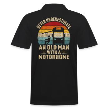 never underestimate an old man with a motorhome - Männer Poloshirt - Schwarz - Hinten - Kai (181cm)