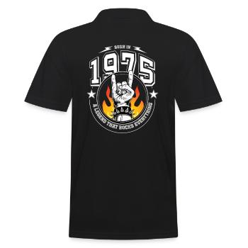 1975 Geburtstag, rockt alles, 50. Geburtstag - Männer Poloshirt - Schwarz - Hinten - Kai (181cm)