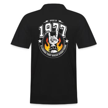 1977 Geburtstag, rockt alles - Männer Poloshirt - Schwarz - Hinten - Kai (181cm)