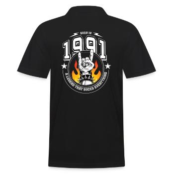 1991 Birthday, rocks everything - Men's Polo Shirt - black - Back - Kai (181cm)