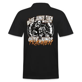 Böse Jungs tuen wovon gute Jungs träumen - Männer Poloshirt - Schwarz - Hinten - Kai (181cm)