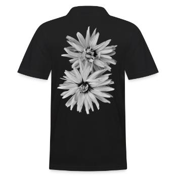 Schwarze und weiße Blumen - Männer Poloshirt - Schwarz - Hinten - Kai (181cm)