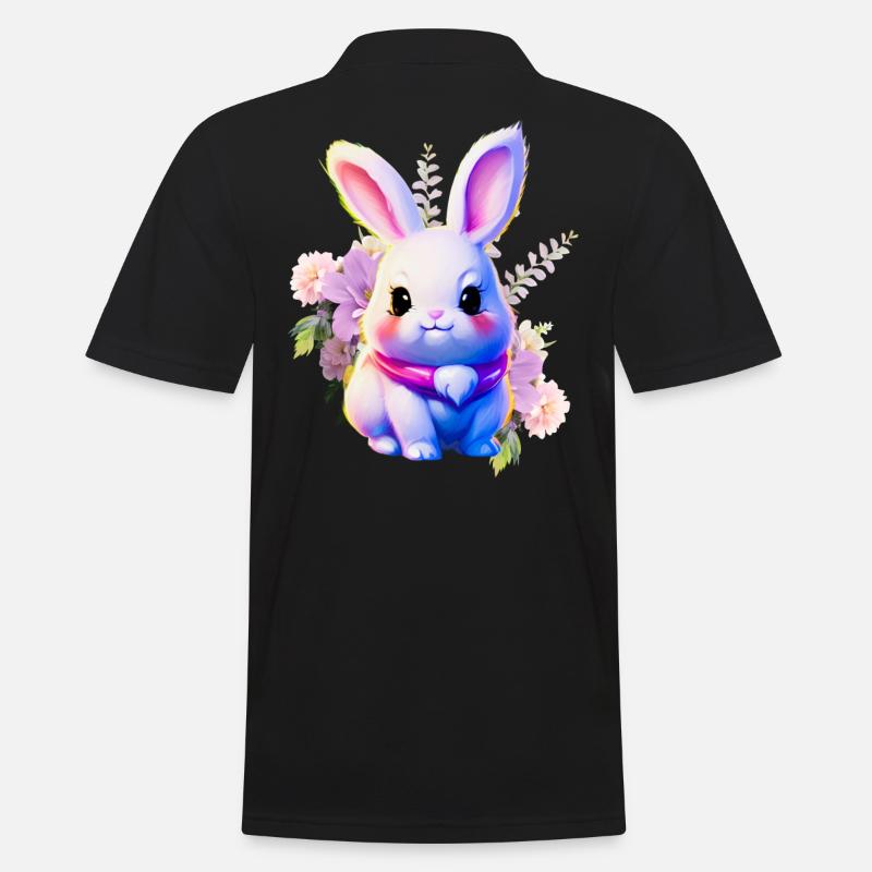 Flowers Easter Bunny Cute Bunny - Men's Polo Shirt - black