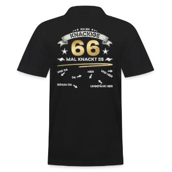 Knackige 66 Jahre - Geburtstagsshirt - Männer Poloshirt - Schwarz - Hinten - Kai (181cm)