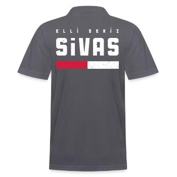 Sivas 58 - Men's Polo Shirt - charcoal grey - Back - Nico (186cm)