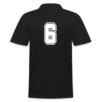 6 Rückennummer Collegestyle Football Fußball - Männer Poloshirt - Schwarz - Hinten - Kai (181cm)