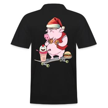 Père Noël patineur Patinage Cochon - Polo Homme - noir - Dos - Kai (181cm)