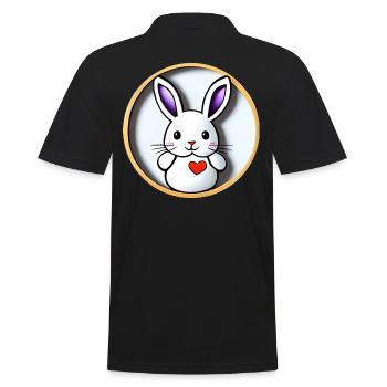 Niedlicher Hase Osterhase - Männer Poloshirt - Schwarz - Hinten - Kai (181cm)