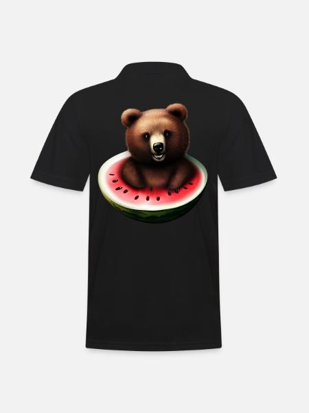 Ours dans une pastèque - Polo Homme - noir