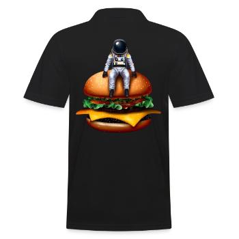 Space Astronaut Cheeseburger - Men's Polo Shirt - black - Back - Kai (181cm)