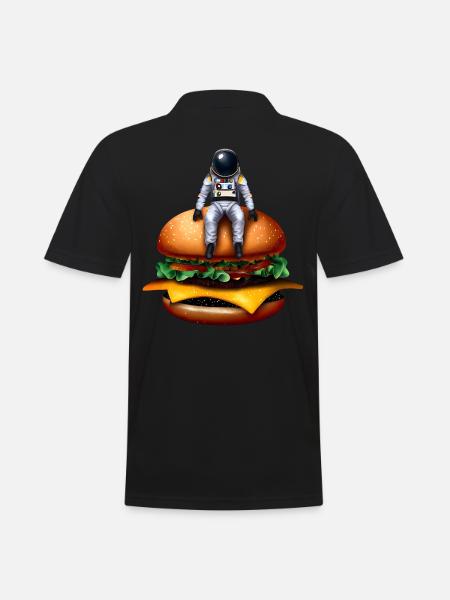 Space Astronaut Cheeseburger - Men's Polo Shirt - black