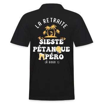 humour retraite et pétanque - Polo Homme - noir - Dos - Kai (181cm)