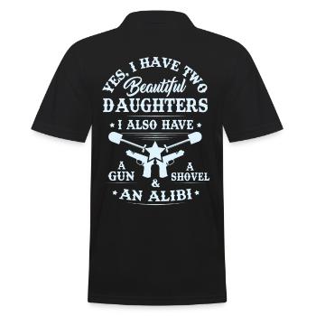 Dad & Mom T-shirt - I have Two Beautiful Daughters - Men's Polo Shirt - black - Back - Kai (181cm)