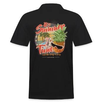 Summer Time Shark Flamingo Pineapple - Men's Polo Shirt - black - Back - Kai (181cm)