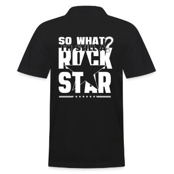 Na und ich bin ein Rock Star - Männer Poloshirt - Schwarz - Hinten - Kai (181cm)