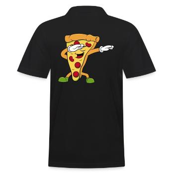 Pizza T-Shirt Pizzamann Pizzafigur Geschenkidee - Männer Poloshirt - Schwarz - Hinten - Kai (181cm)