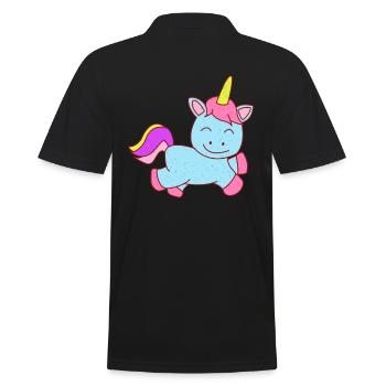 Unicorn drawing - Men's Polo Shirt - black - Back - Kai (181cm)