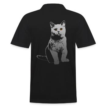cute cat British Shorthair BKH cats gift - Men's Polo Shirt - black - Back - Kai (181cm)