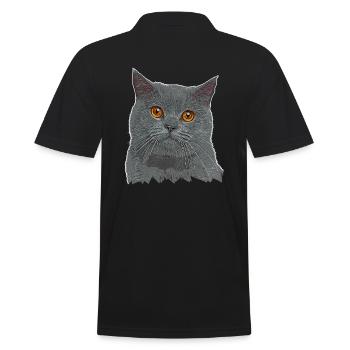 Britisch Kurzhaar Katze - BKH - Katzen Geschenk - Männer Poloshirt - Schwarz - Hinten - Kai (181cm)